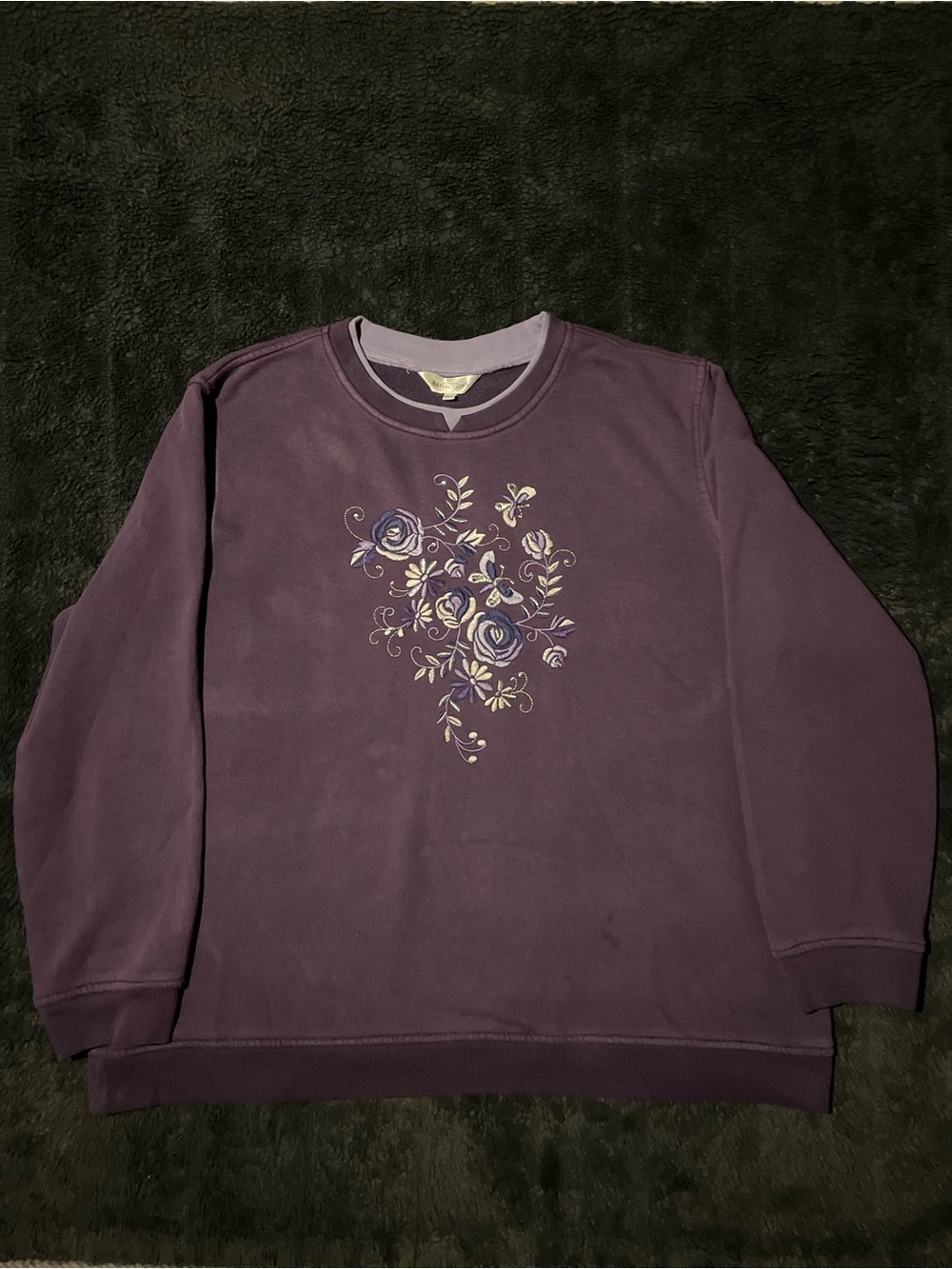 Northern Reflections Purple Floral Crewneck Sweater
